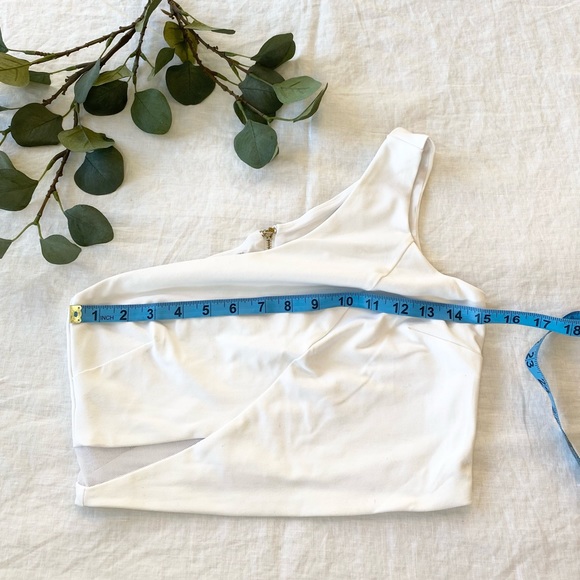 Bebe White One Shouder Crop Top - Picture 4 of 7